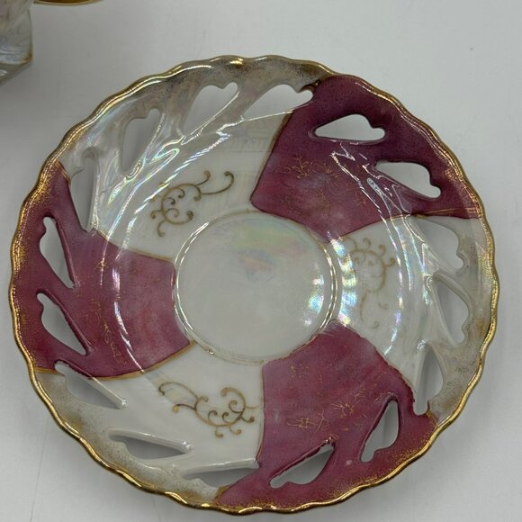 Vintage Royal Crown Iridescent Teacup and Saucer Set Japan - Picture 3 of 12